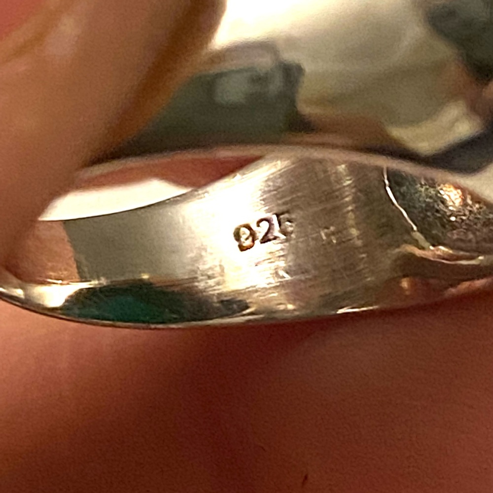 Green Stone Sterling Silver Ring 925 - Picture 5 of 5